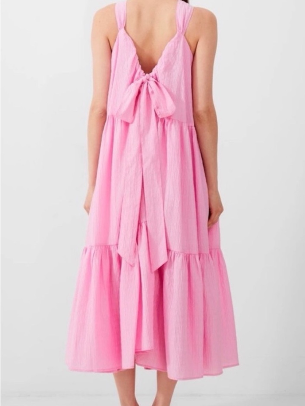 French Connection Aleska Pink Textured Midi Dress - Picture 2 of 6